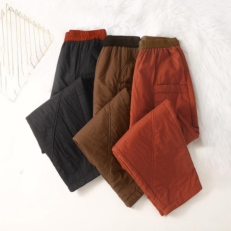 Pantalon harem épais à taille élastique, coupe unie, avec poches, pour femme Buddha Stones, idéal pour l'hiver. - image 15