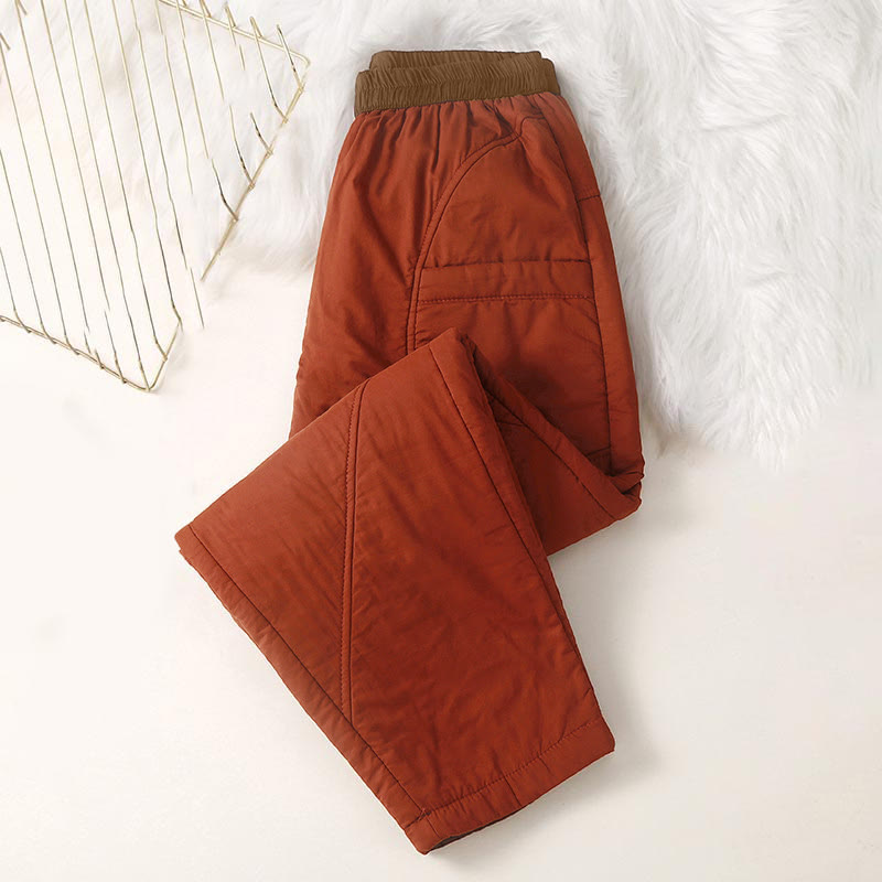 Pantalon harem épais à taille élastique, coupe unie, avec poches, pour femme Buddha Stones, idéal pour l'hiver. - image 6
