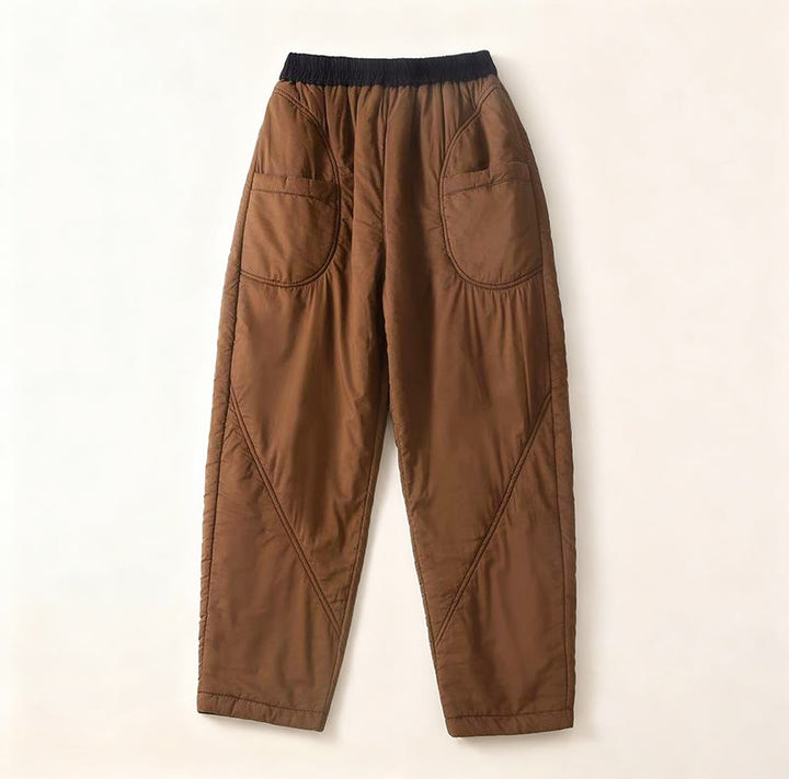 Pantalon harem épais à taille élastique, coupe unie, avec poches, pour femme Buddha Stones, idéal pour l'hiver. - Pérou - US8-10，UK/AU12-14，EU40-42 (2XL) - image 0