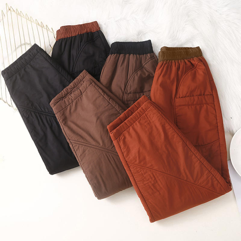 Pantalon harem épais à taille élastique, coupe unie, avec poches, pour femme Buddha Stones, idéal pour l'hiver. - image 14