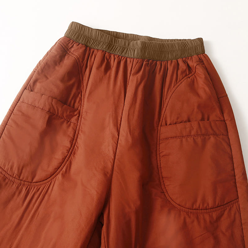 Pantalon harem épais à taille élastique, coupe unie, avec poches, pour femme Buddha Stones, idéal pour l'hiver. - image 7