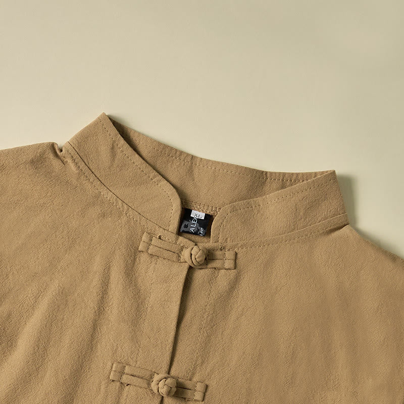 Chemise ethnique en coton à manches longues et col montant pour femme, avec poches et boutons grenouille, motif Buddha Stones - image 2