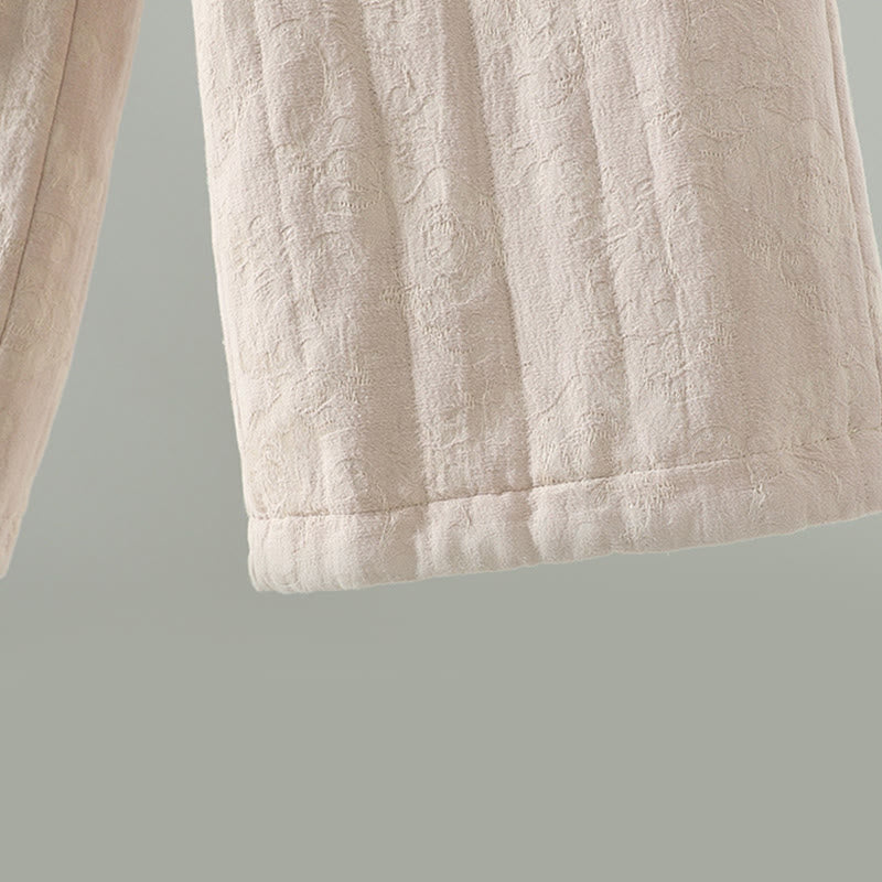 Pantalon thermique à jambes larges et longueur cheville pour femme, en jacquard de coton rembourré, avec poches , Buddha Stones - image 18