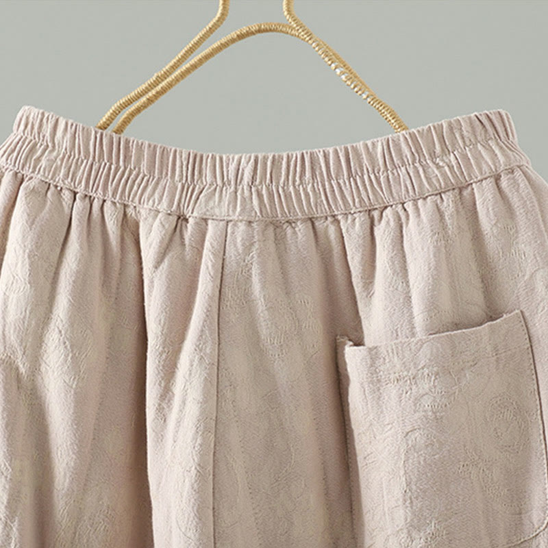 Pantalon thermique à jambes larges et longueur cheville pour femme, en jacquard de coton rembourré, avec poches , Buddha Stones - image 13