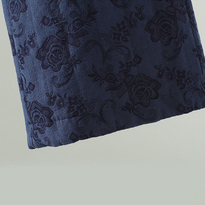 Pantalon thermique à jambes larges et longueur cheville pour femme, en jacquard de coton rembourré, avec poches , Buddha Stones - image 4