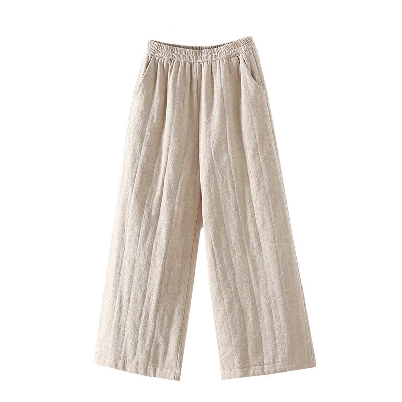 Pantalon thermique à jambes larges et longueur cheville pour femme, en jacquard de coton rembourré, avec poches , Buddha Stones - image 19
