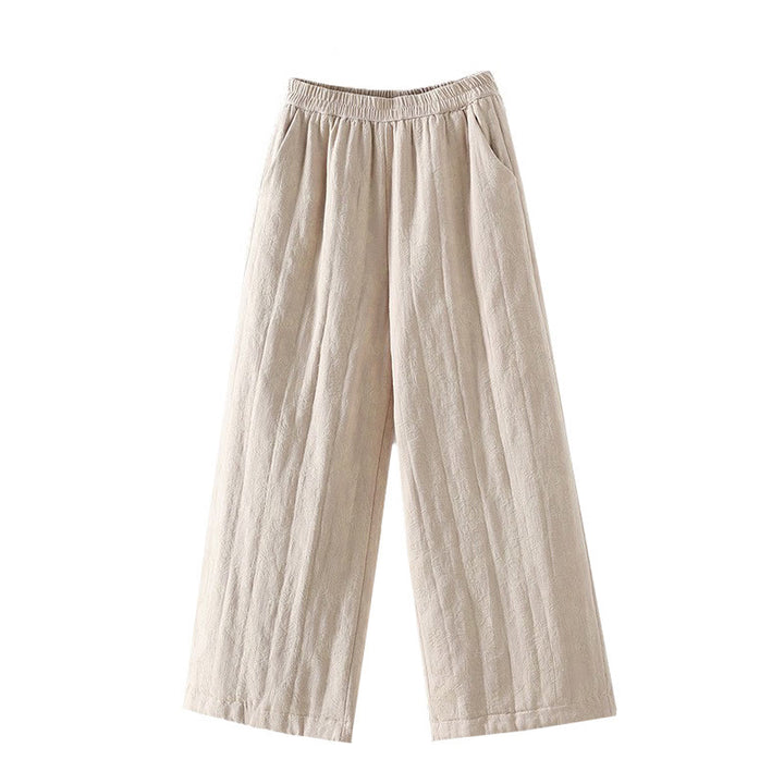 Pantalon thermique à jambes larges et longueur cheville pour femme, en jacquard de coton rembourré, avec poches , Buddha Stones - image 19