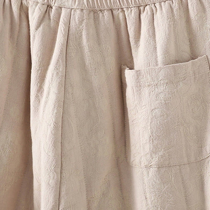 Pantalon thermique à jambes larges et longueur cheville pour femme, en jacquard de coton rembourré, avec poches , Buddha Stones - image 15