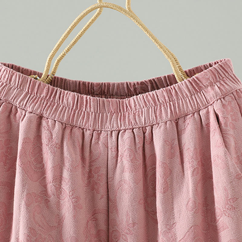 Pantalon thermique à jambes larges et longueur cheville pour femme, en jacquard de coton rembourré, avec poches , Buddha Stones - image 6