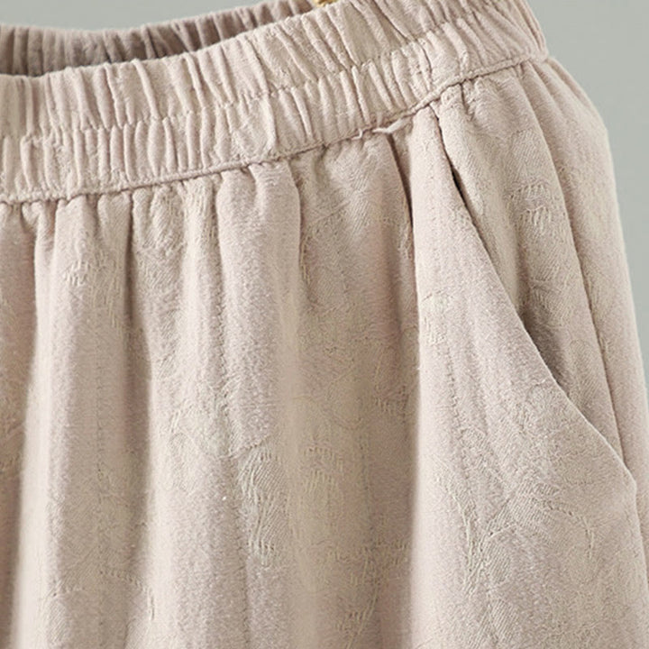 Pantalon thermique à jambes larges et longueur cheville pour femme, en jacquard de coton rembourré, avec poches , Buddha Stones - image 14