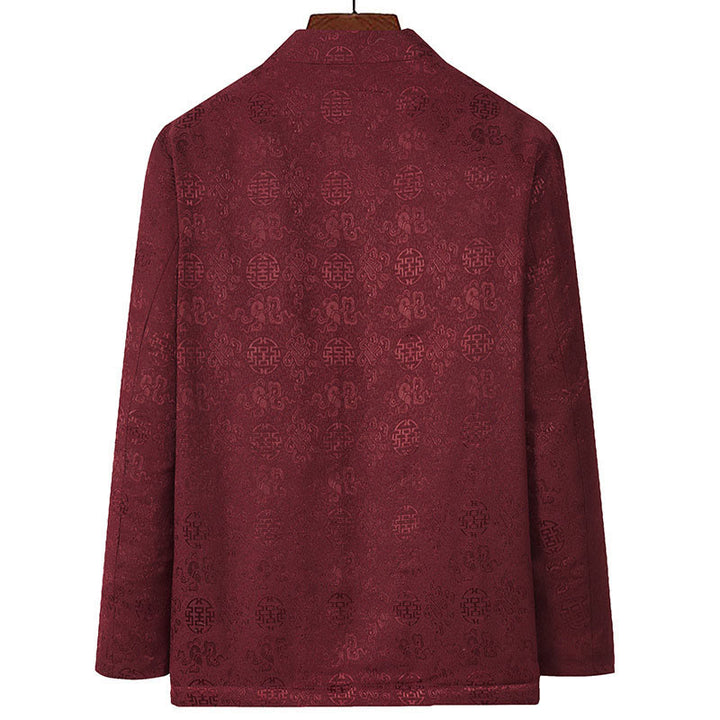 Veste de costume Tang pour homme, à manches longues et col montant, avec poches, motif brodé de Buddha Stones - image 3