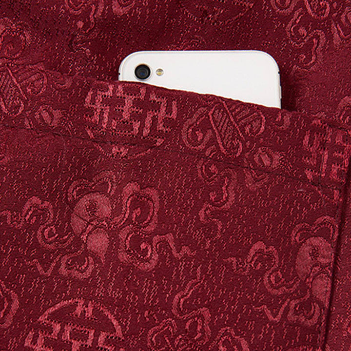 Veste de costume Tang pour homme, à manches longues et col montant, avec poches, motif brodé de Buddha Stones - image 9