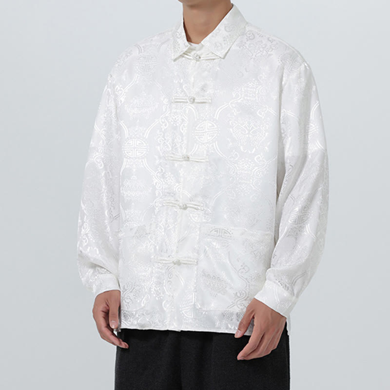 Veste de costume homme à manches longues, col brandebourg, boutons brandebourg et poches, motif jacquard printanier Buddha Stones - image 27