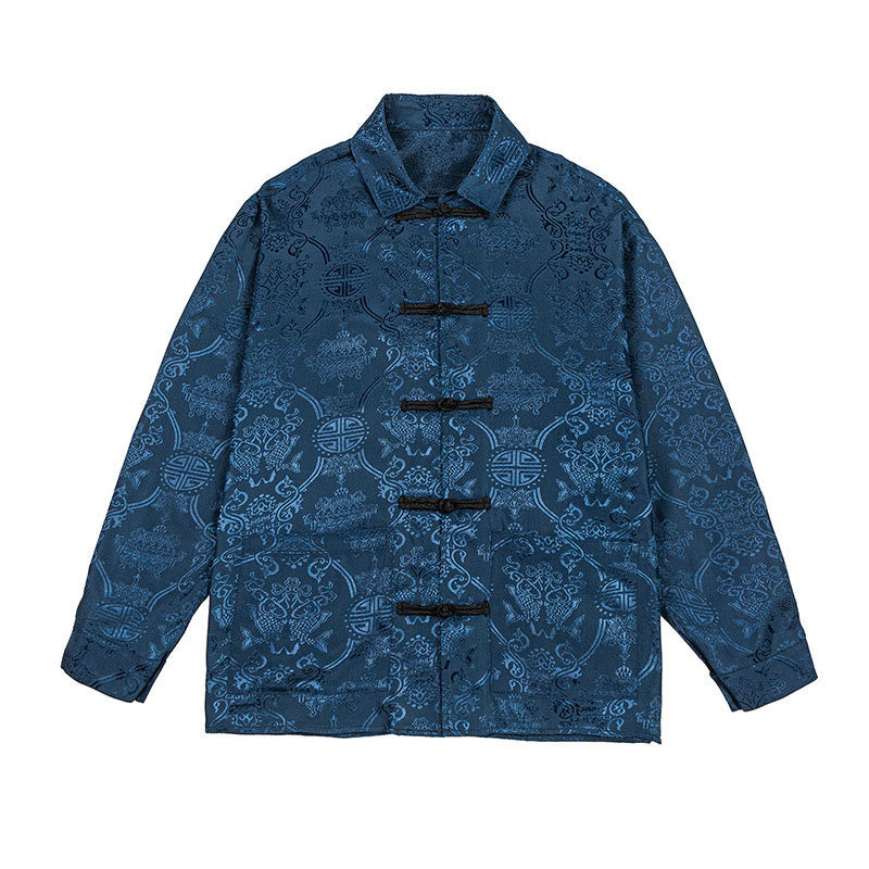 Veste de costume homme à manches longues, col brandebourg, boutons brandebourg et poches, motif jacquard printanier Buddha Stones - image 9