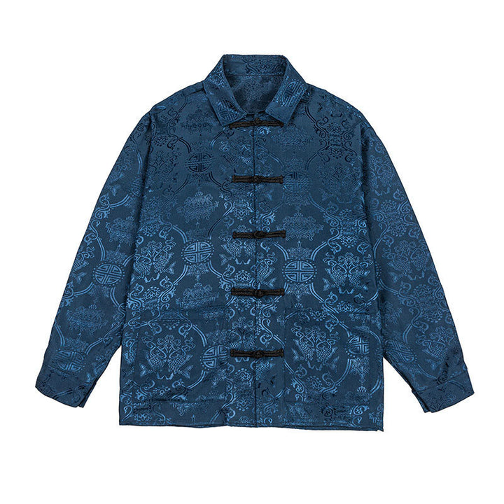 Veste de costume homme à manches longues, col brandebourg, boutons brandebourg et poches, motif jacquard printanier Buddha Stones - image 9