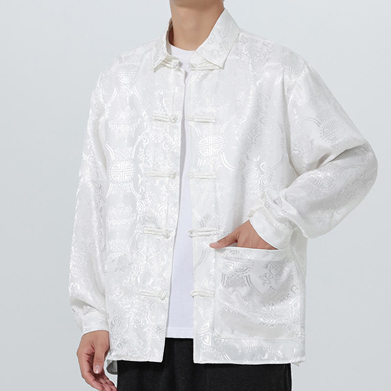 Veste de costume homme à manches longues, col brandebourg, boutons brandebourg et poches, motif jacquard printanier Buddha Stones - image 24