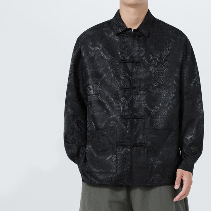 Veste de costume homme à manches longues, col brandebourg, boutons brandebourg et poches, motif jacquard printanier Buddha Stones - image 11