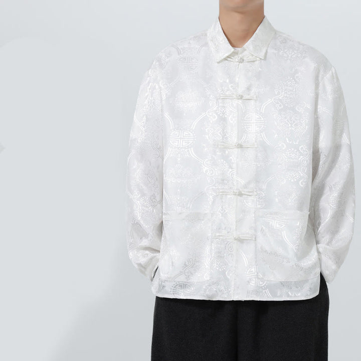 Veste de costume homme à manches longues, col brandebourg, boutons brandebourg et poches, motif jacquard printanier Buddha Stones - image 20