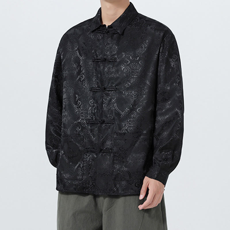 Veste de costume homme à manches longues, col brandebourg, boutons brandebourg et poches, motif jacquard printanier Buddha Stones - image 15