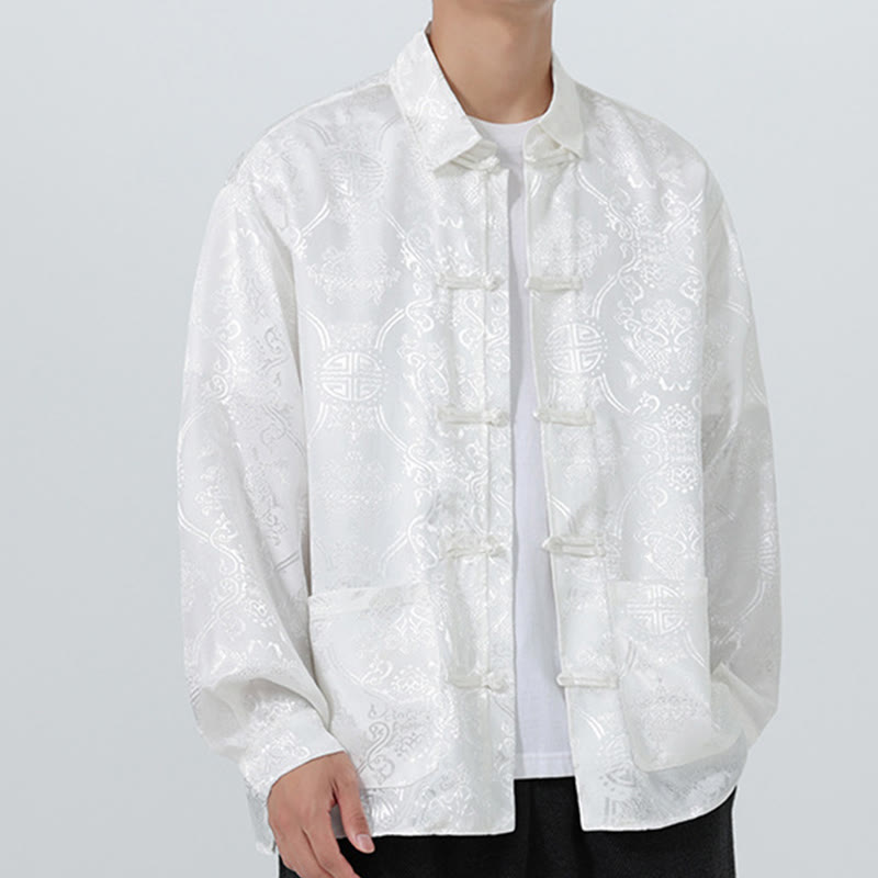 Veste de costume homme à manches longues, col brandebourg, boutons brandebourg et poches, motif jacquard printanier Buddha Stones - image 26