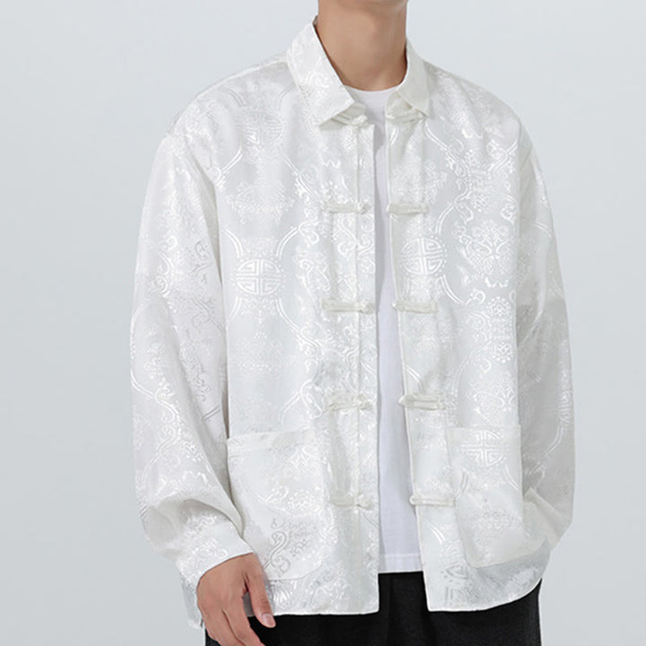 Veste de costume homme à manches longues, col brandebourg, boutons brandebourg et poches, motif jacquard printanier Buddha Stones - image 26