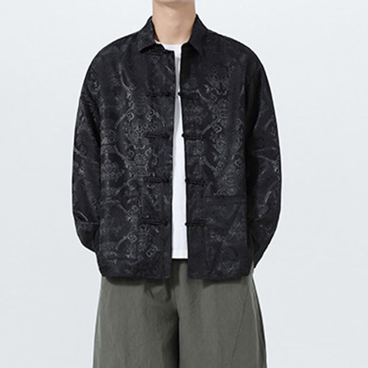 Veste de costume homme à manches longues, col brandebourg, boutons brandebourg et poches, motif jacquard printanier Buddha Stones - image 18