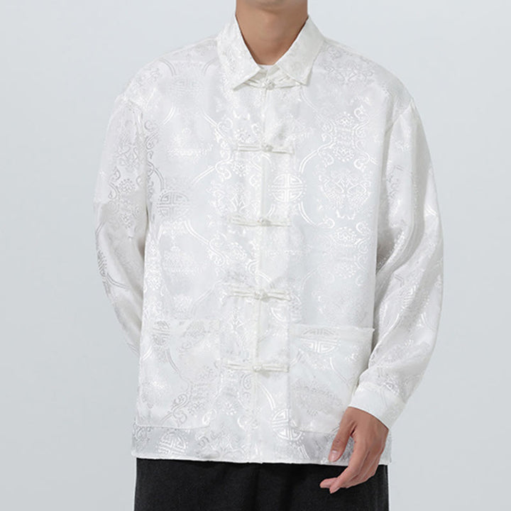 Veste de costume homme à manches longues, col brandebourg, boutons brandebourg et poches, motif jacquard printanier Buddha Stones - image 23