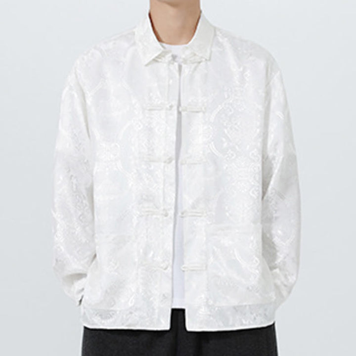 Veste de costume homme à manches longues, col brandebourg, boutons brandebourg et poches, motif jacquard printanier Buddha Stones - image 22