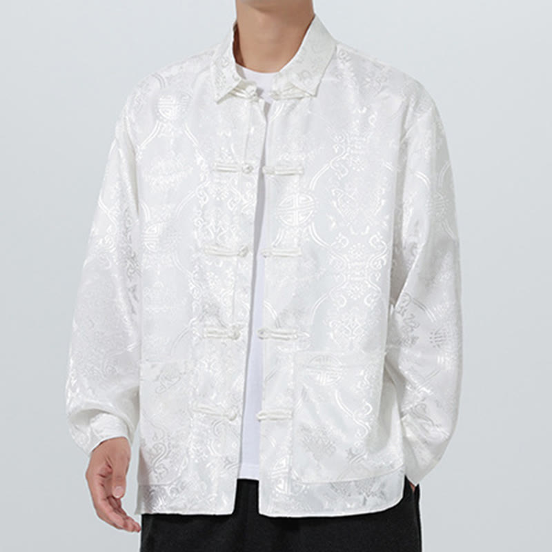 Veste de costume homme à manches longues, col brandebourg, boutons brandebourg et poches, motif jacquard printanier Buddha Stones - image 21