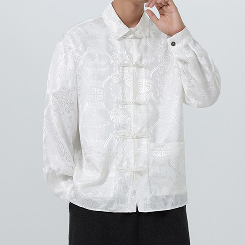 Veste de costume homme à manches longues, col brandebourg, boutons brandebourg et poches, motif jacquard printanier Buddha Stones - image 25