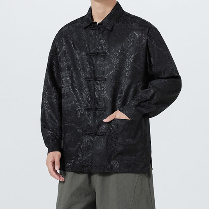 Veste de costume homme à manches longues, col brandebourg, boutons brandebourg et poches, motif jacquard printanier Buddha Stones - image 12
