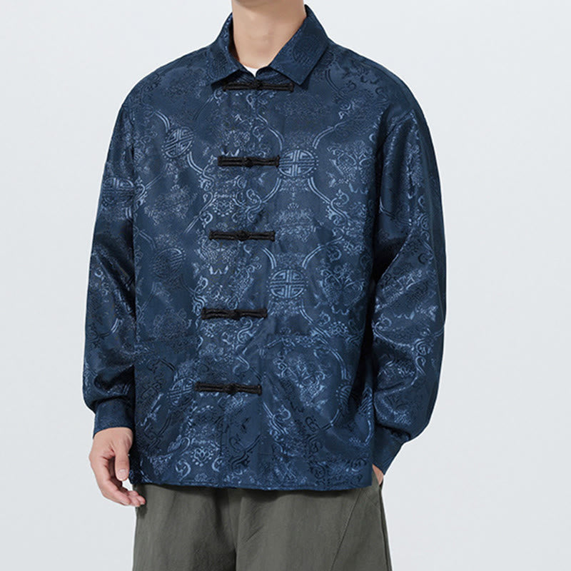 Veste de costume homme à manches longues, col brandebourg, boutons brandebourg et poches, motif jacquard printanier Buddha Stones - image 2