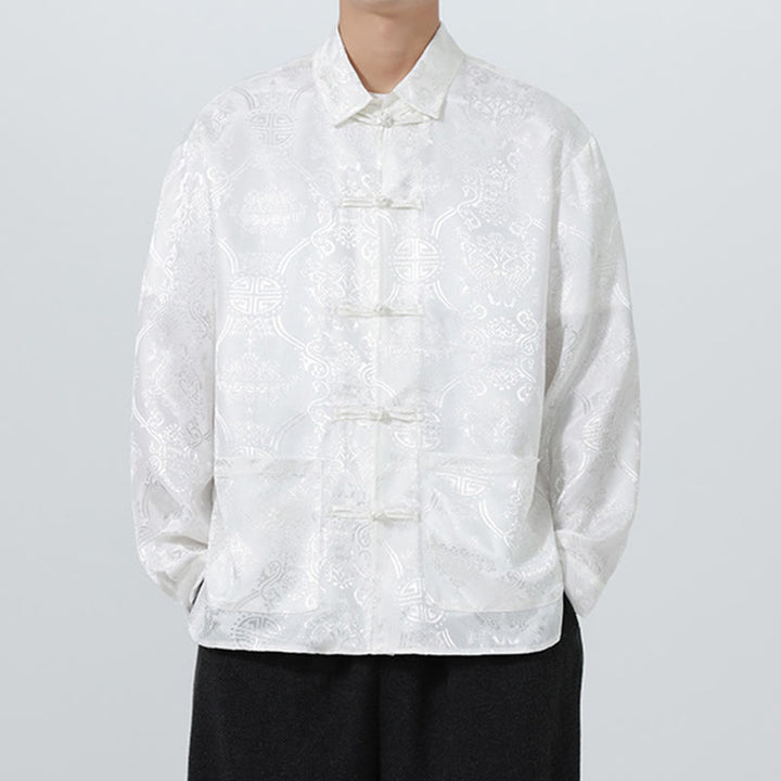 Veste de costume homme à manches longues, col brandebourg, boutons brandebourg et poches, motif jacquard printanier Buddha Stones - image 28