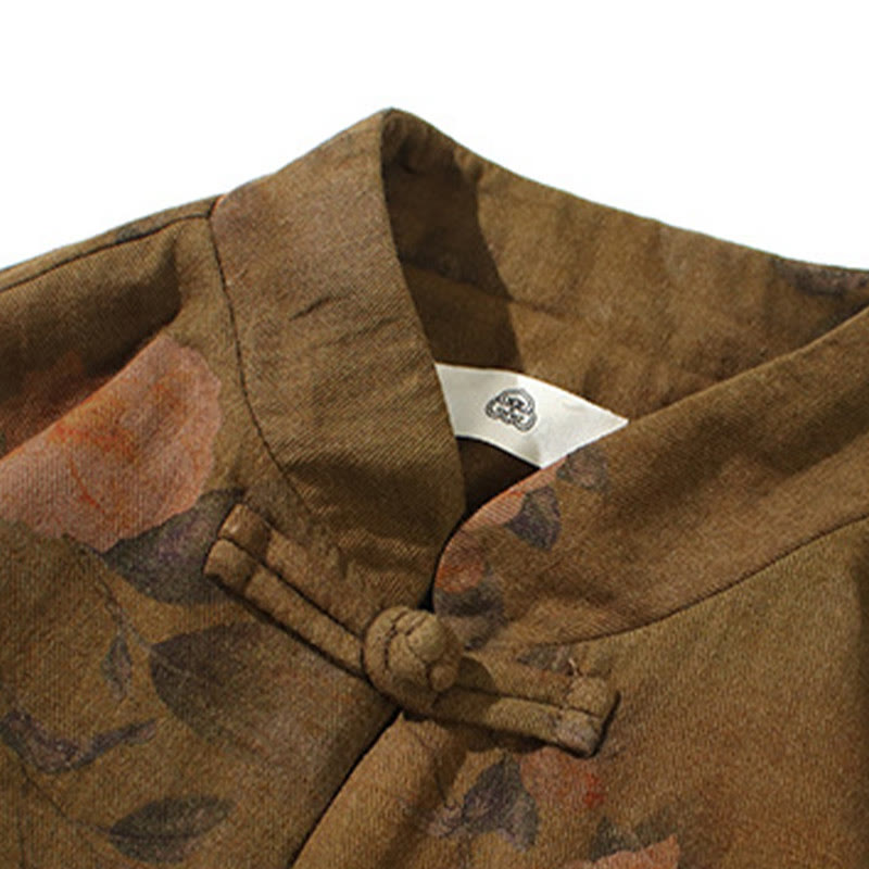 Veste en coton à manches longues pour homme, motif floral printanier imprimé de Buddha Stones, style chinois, avec boutons brandebourg. - image 20