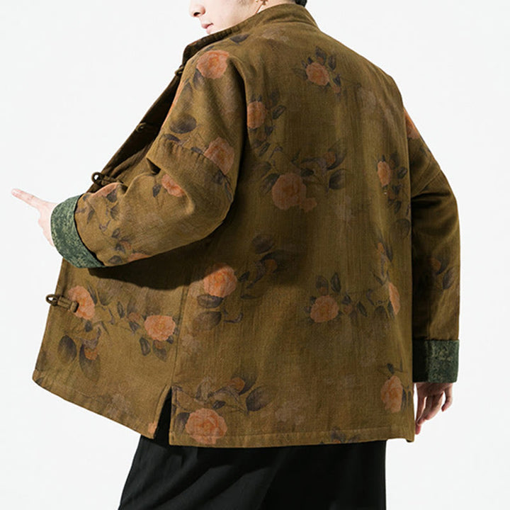 Veste en coton à manches longues pour homme, motif floral printanier imprimé de Buddha Stones, style chinois, avec boutons brandebourg. - image 16