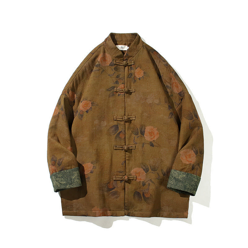 Veste en coton à manches longues pour homme, motif floral printanier imprimé de Buddha Stones, style chinois, avec boutons brandebourg. - image 19