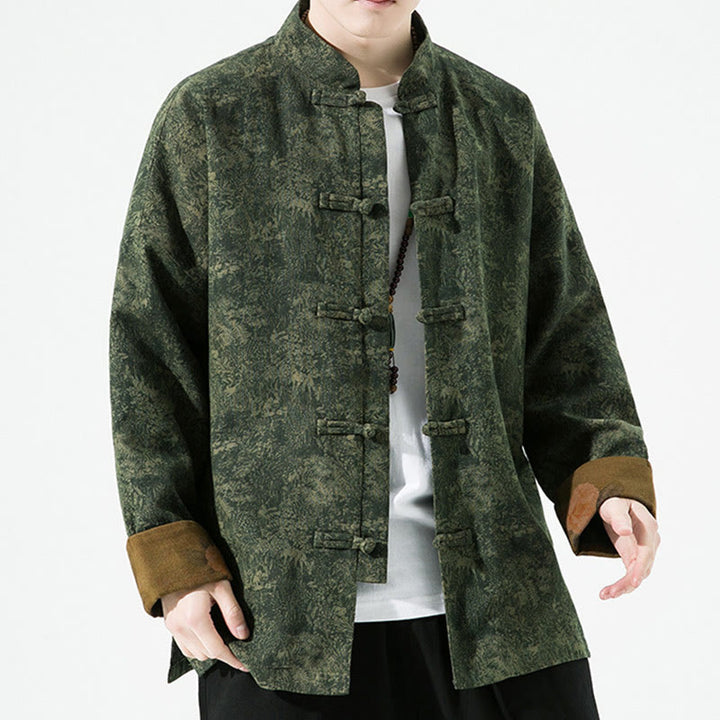 Veste en coton à manches longues pour homme, motif floral printanier imprimé de Buddha Stones, style chinois, avec boutons brandebourg. - image 8