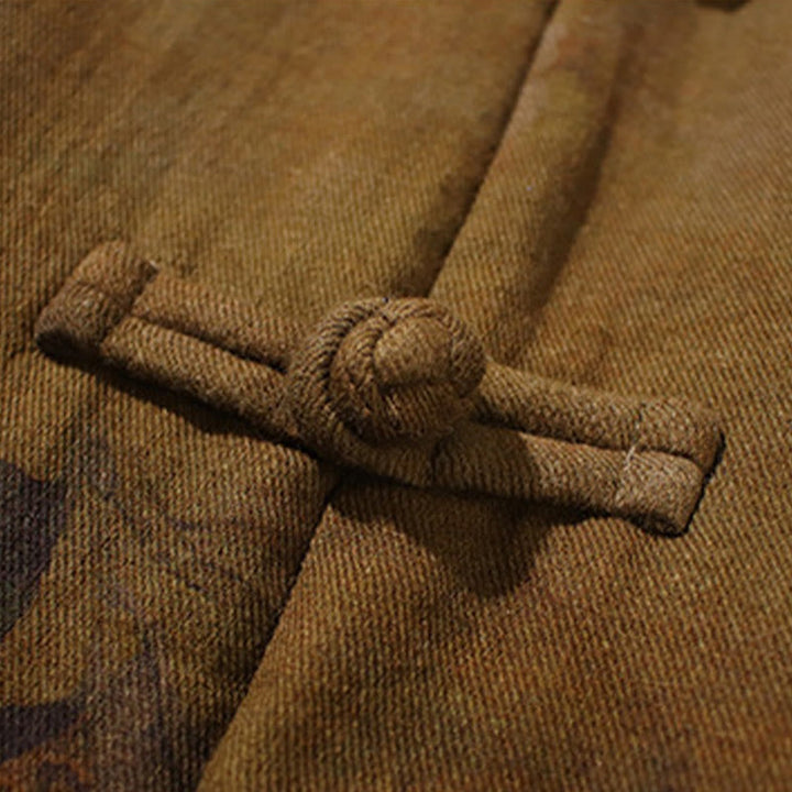 Veste en coton à manches longues pour homme, motif floral printanier imprimé de Buddha Stones, style chinois, avec boutons brandebourg. - image 21