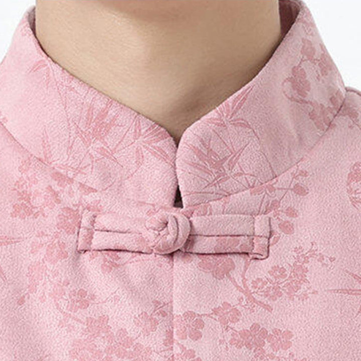 Veste en coton à manches longues et poches pour homme, motif jacquard de bambou Buddha Stones Fall, avec boutons grenouille. - image 15