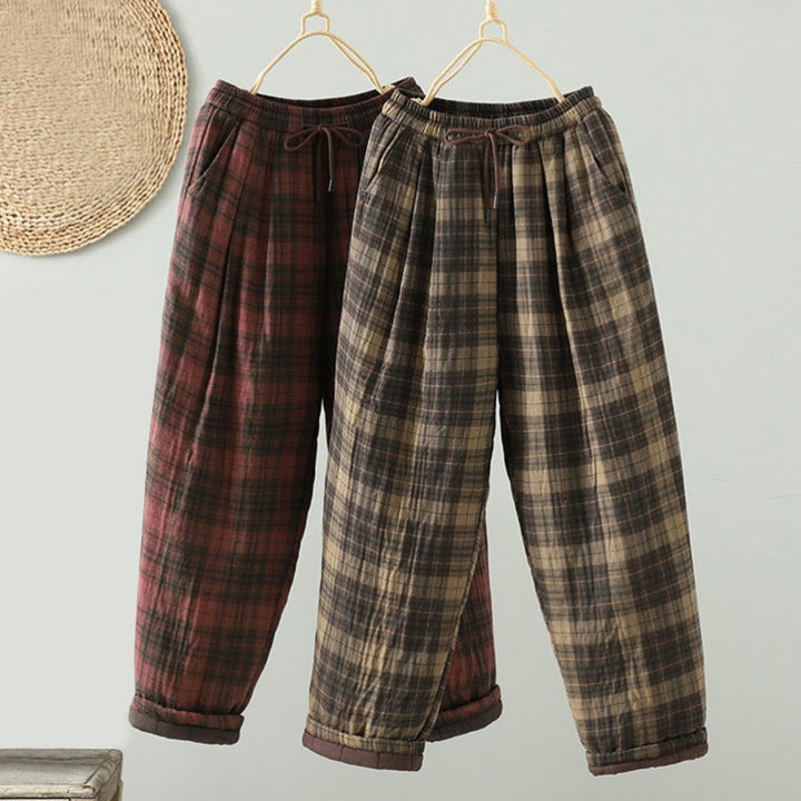 Pantalon thermique harem pour femme, rembourré en coton, à motif à carreaux multicolores Buddha Stones, avec poches - image 15