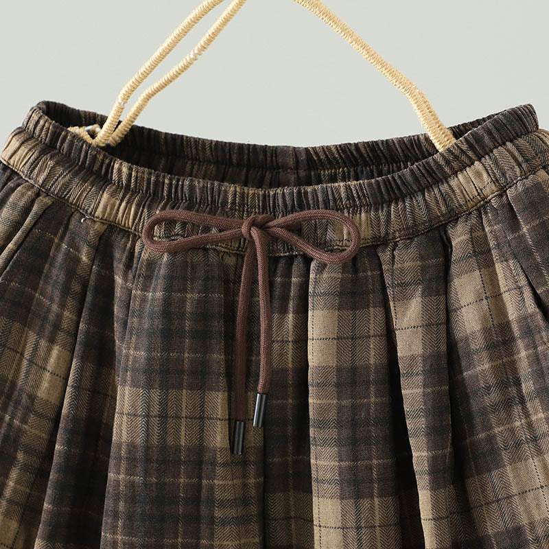 Pantalon thermique harem pour femme, rembourré en coton, à motif à carreaux multicolores Buddha Stones, avec poches - image 3