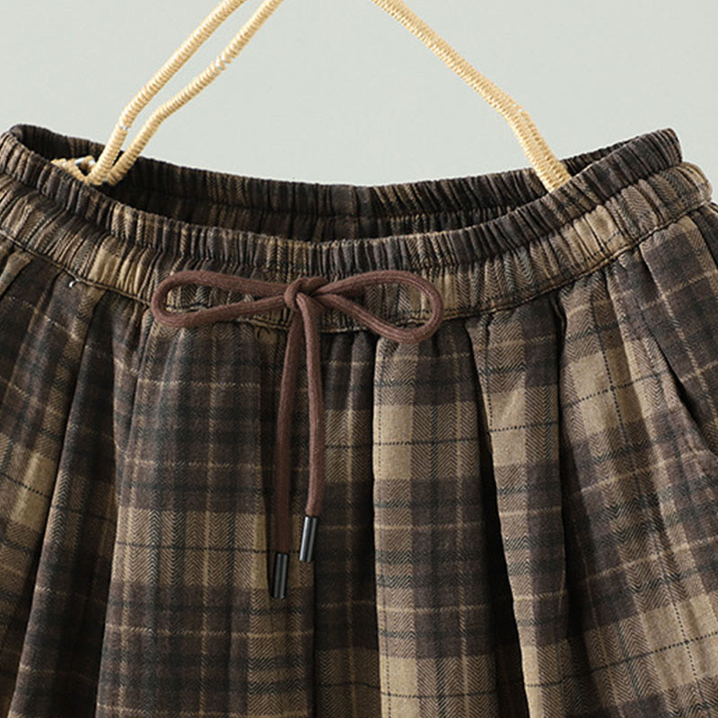 Pantalon thermique harem pour femme, rembourré en coton, à motif à carreaux multicolores Buddha Stones, avec poches - image 2