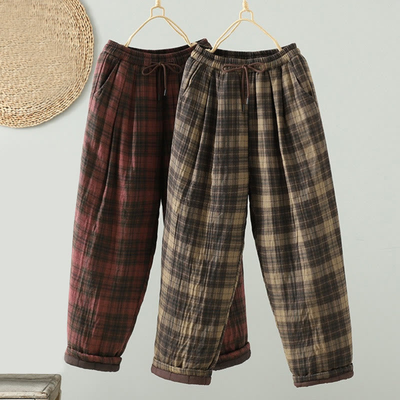 Pantalon thermique harem pour femme, rembourré en coton, à motif à carreaux multicolores Buddha Stones, avec poches - image 15