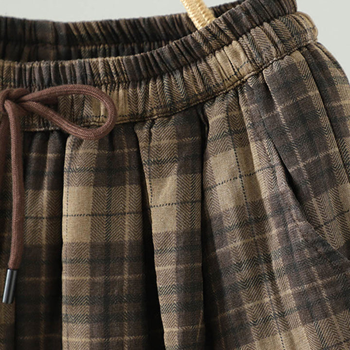 Pantalon thermique harem pour femme, rembourré en coton, à motif à carreaux multicolores Buddha Stones, avec poches - image 4