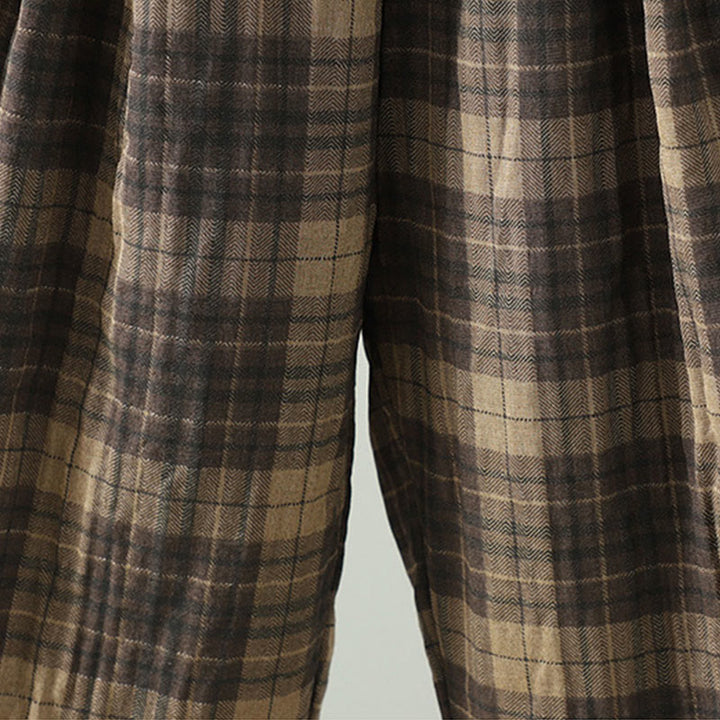 Pantalon thermique harem pour femme, rembourré en coton, à motif à carreaux multicolores Buddha Stones, avec poches - image 6