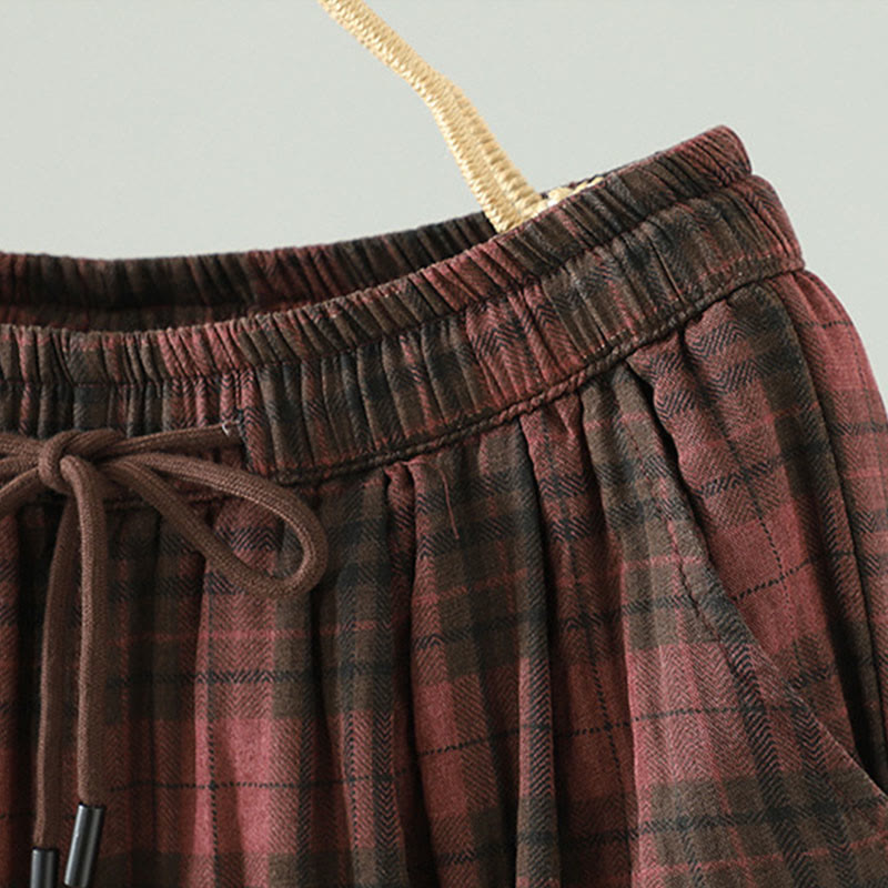 Pantalon thermique harem pour femme, rembourré en coton, à motif à carreaux multicolores Buddha Stones, avec poches - image 12