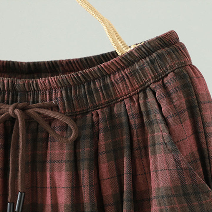 Pantalon thermique harem pour femme, rembourré en coton, à motif à carreaux multicolores Buddha Stones, avec poches - image 12