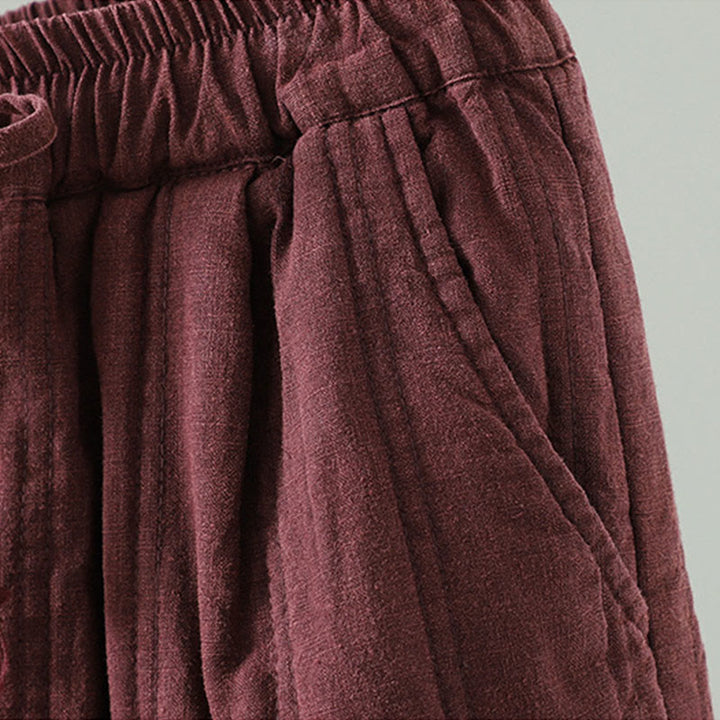 Pantalon Buddha Stones pour femme en coton à taille élastique et poches, modèle simple à cordon de serrage, avec cordon de serrage. - image 11