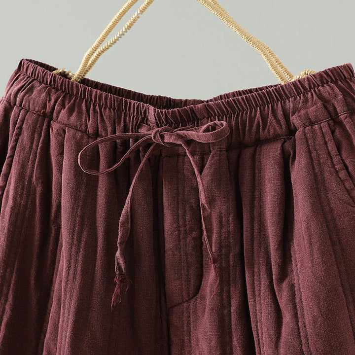 Pantalon Buddha Stones pour femme en coton à taille élastique et poches, modèle simple à cordon de serrage, avec cordon de serrage. - image 8