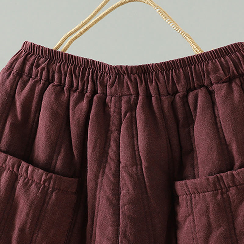 Pantalon Buddha Stones pour femme en coton à taille élastique et poches, modèle simple à cordon de serrage, avec cordon de serrage. - image 9